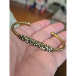 Dea Dia Brass Pyrite ("Fool's Gold") Cuff Bracelet Handmade Artisan Druzy Stone